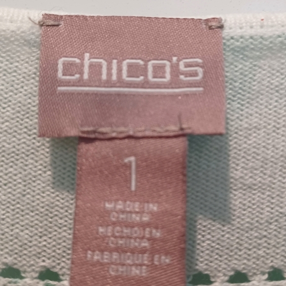 CHICO'S COTTON KNIT SUMMER TROPICAL PRINT TOP! - Picture 2 of 2